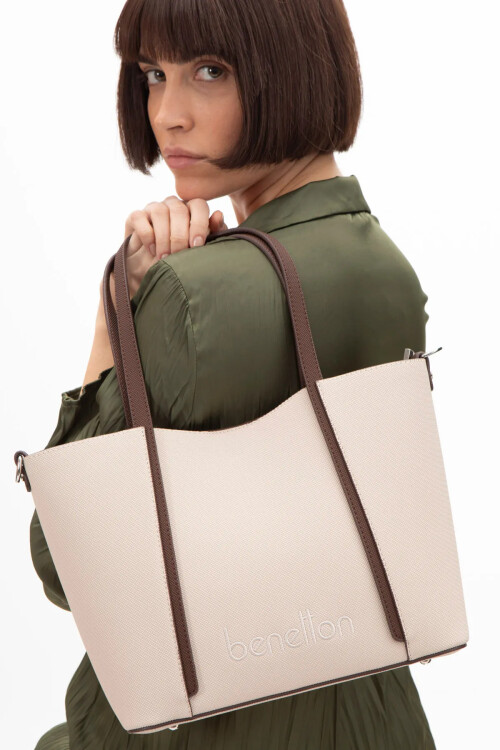 حقيبة كتف نسائية باللون البيج والبني BNT-1586