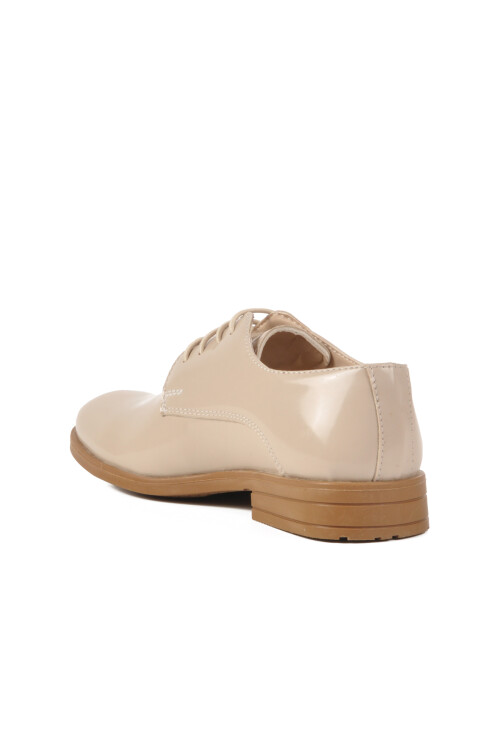 حذاء كلاسيكي للأولاد من الجلد اللامع باللون البيج 3020 F