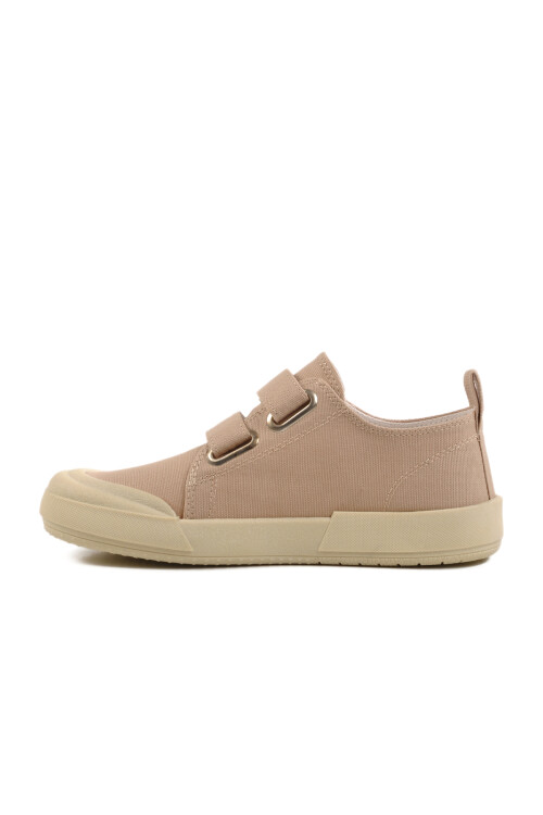 Beige Velcro Linen Boys Sneakers 545 F