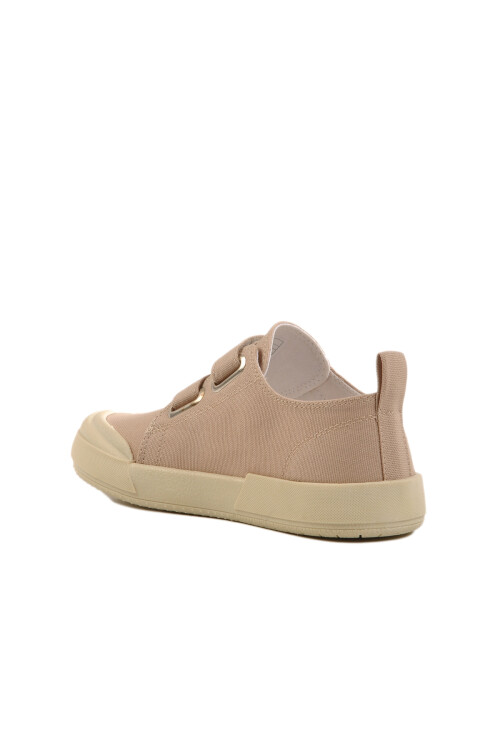 Beige Velcro Linen Boys Sneakers 545 F