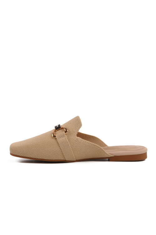 شبشب نسائي بيج محبوك بنعل خفيف ورفيع ومغلق من الأمام 277132 Z