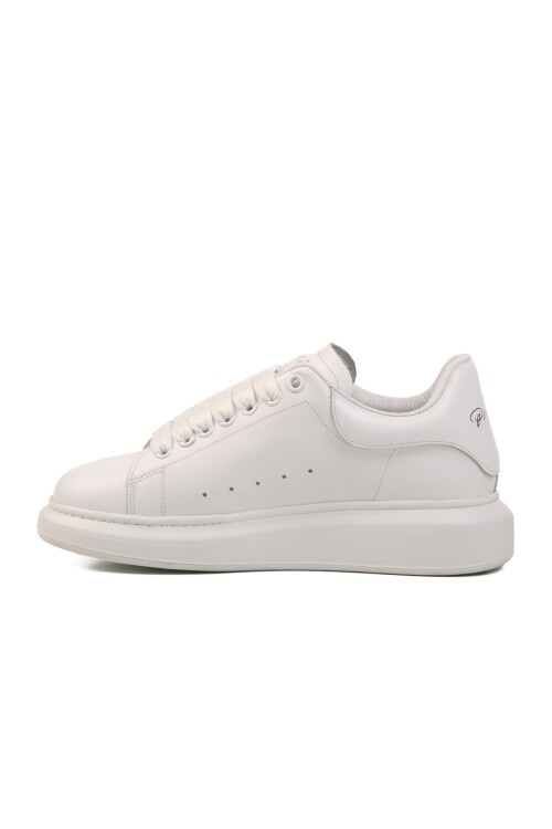 White Genuine Leather Mens Sneaker Premium 02028 M