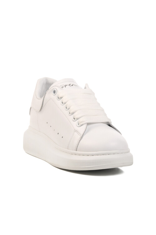 White Genuine Leather Mens Sneaker Premium 02028 M