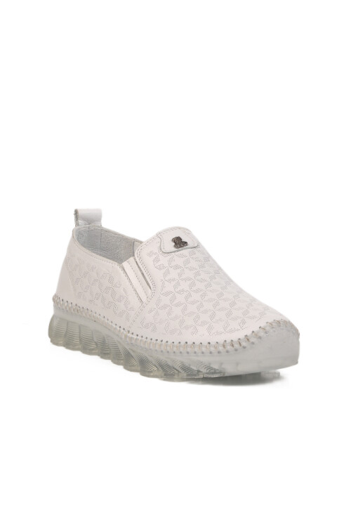 حذاء كاجوال نسائي من الجلد الطبيعي باللون الأبيض 0002 Z