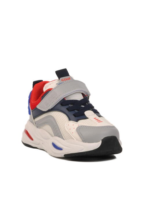 White Navy Velcro Lightweight Boys Sneakers Evo P