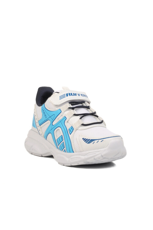 Beyaz Lacivert Cırtlı Fileli Hafif Unisex Çocuk Spor Ayakkabı Ruffon F