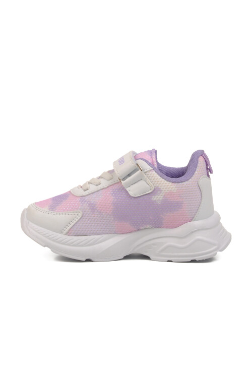 White Lilac Mesh Velcro Girls Sneakers Ruffon P