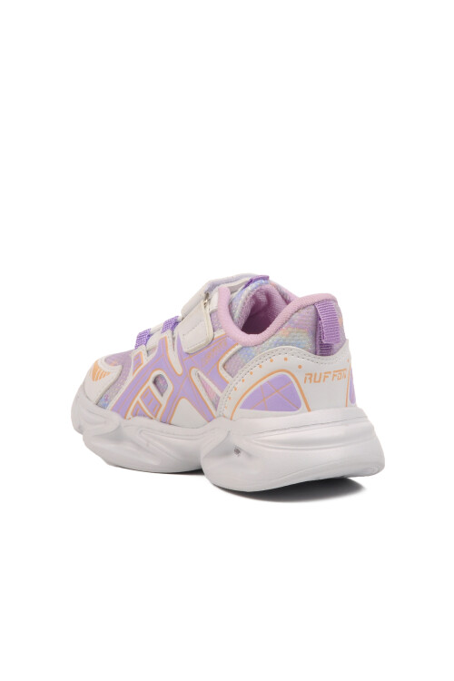 Beyaz Lila Cırtlı Fileli Hafif Kız Çocuk Spor Ayakkabı 2351 P