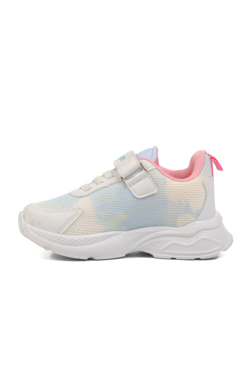 White Blue Mesh Velcro Girls Sneakers Ruffon P