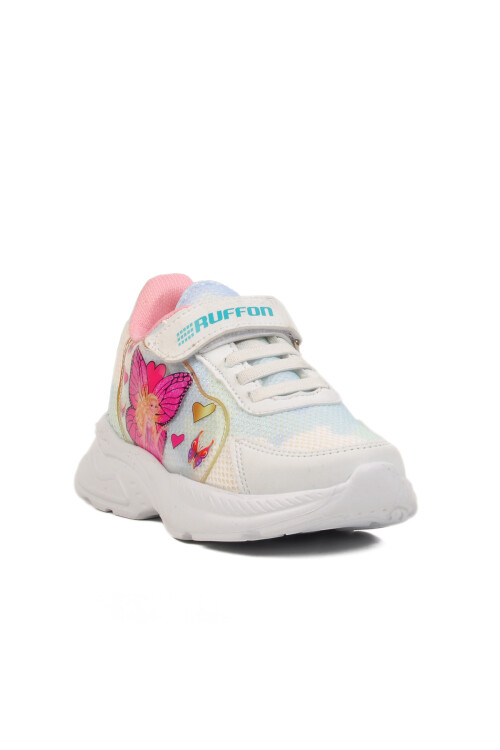 White Blue Mesh Velcro Girls Sneakers Ruffon P