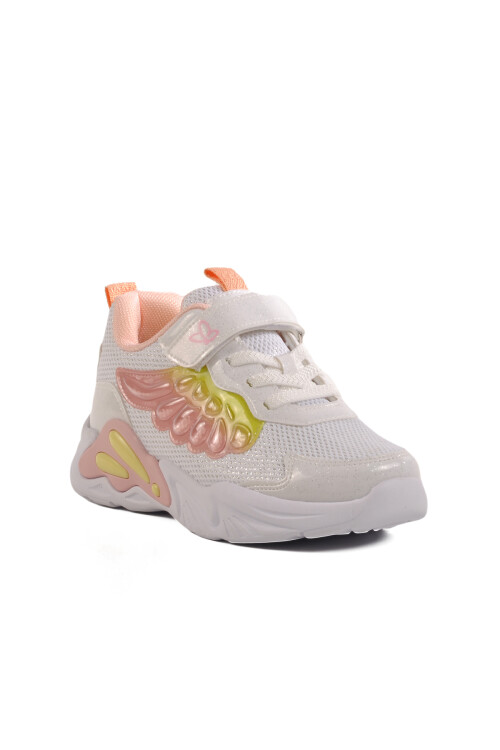 حذاء رياضي خفيف الوزن للفتيات من شبكة فيلكرو باللون الأبيض 1878 F