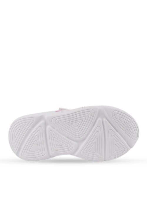 Beyaz Pudra Işıklı Cırtlı Kız Çocuk Spor Ayakkabı Ruby P