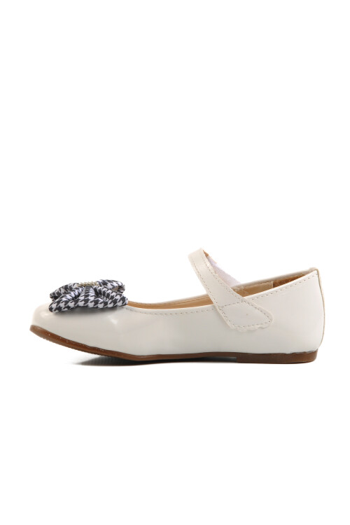 White Patent Leather Girls Bow Ribbon Ballerina Flats 180 P