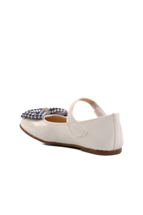 White Patent Leather Girls Bow Ribbon Ballerina Flats 180 P