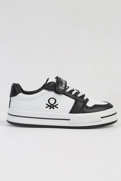 White Black Velcro Kids Sports Shoes BNI-10029 P