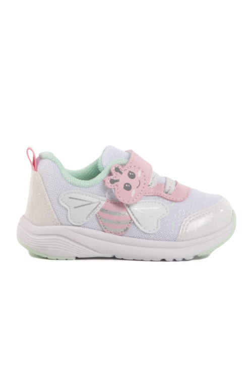 White Velcro Mesh Lightweight Girls Sneakers 1932 I