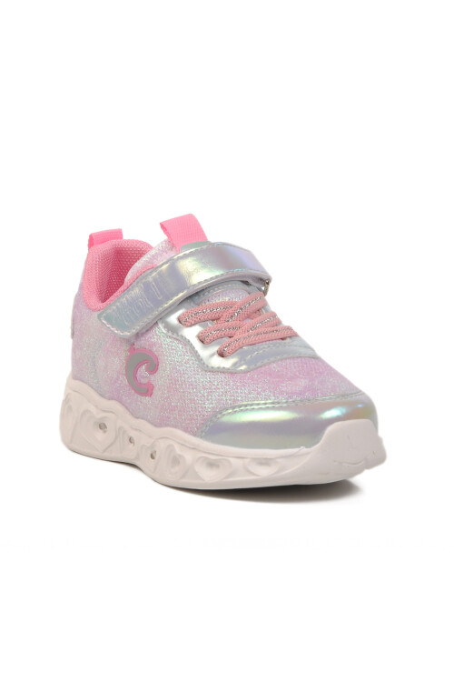 Silver Velcro Lighted Girls Sneakers Yuki P