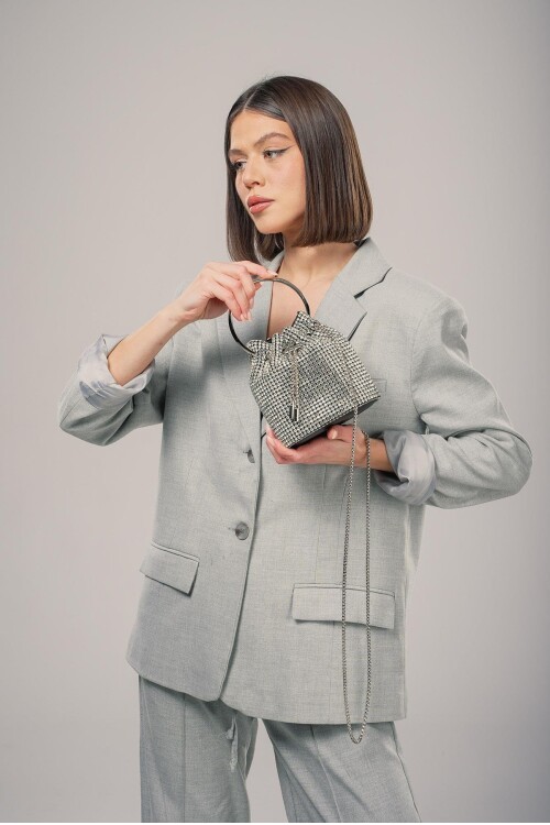 حقيبة كتف نسائية فضية 17761