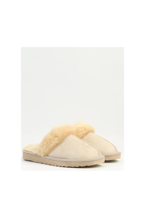 Krem İçi Kürklü Kadın Ev Terliği PC-54392 Z