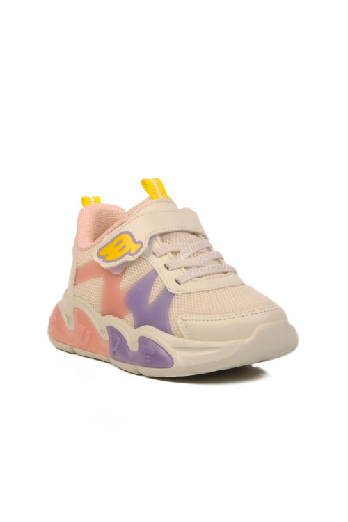 Cream Velcro Lightweight Unisex Childrens Sneakers 1884 P