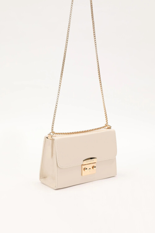 Cream Patent Leather Womens Shoulder Bag 930182