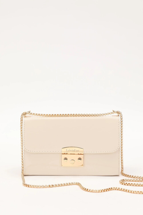 Cream Patent Leather Womens Shoulder Bag 930182