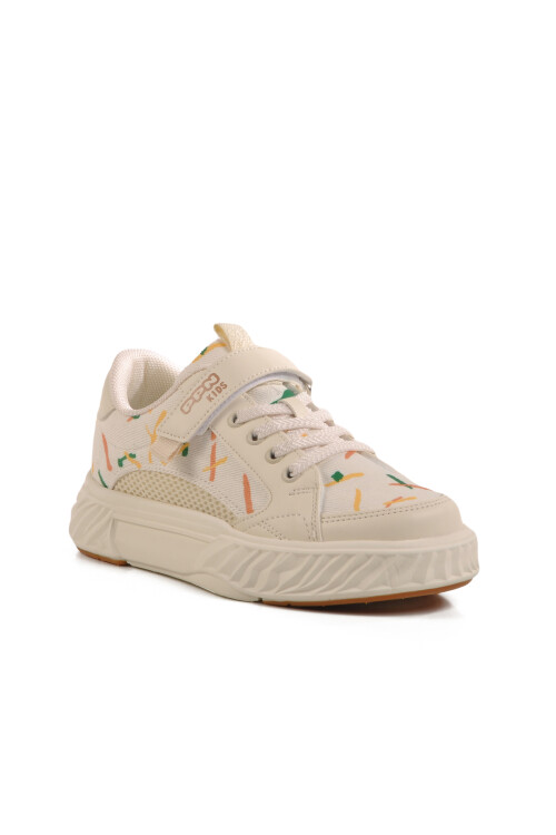 حذاء رياضي خفيف الوزن للأطفال من الجنسين بشريط فيلكرو كريمي 1883 F