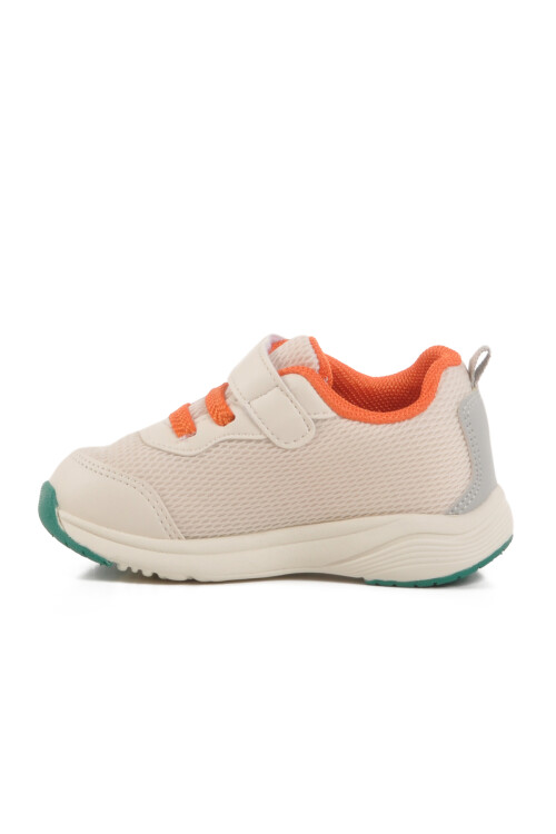 Cream Velcro Mesh Lightweight Unisex Childrens Sneakers 1931 İ