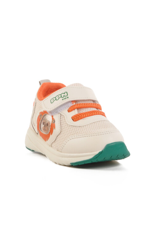 Cream Velcro Mesh Lightweight Unisex Childrens Sneakers 1931 İ