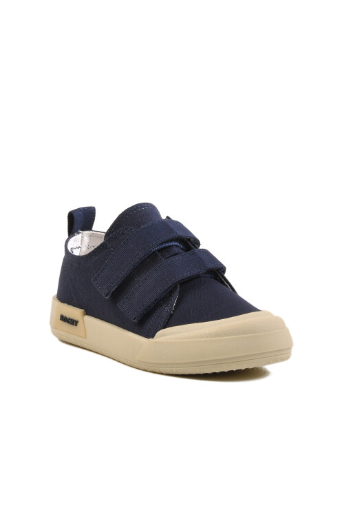Navy Blue Velcro Linen Boys Sneakers 545 F