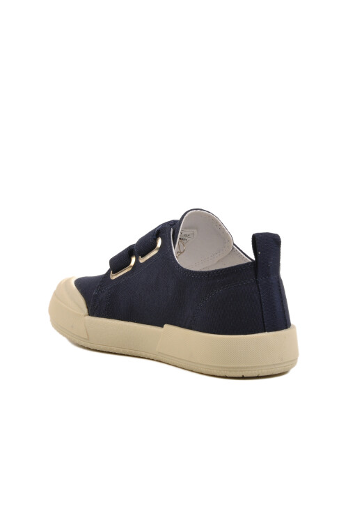 Navy Blue Velcro Linen Boys Sneakers 545 F
