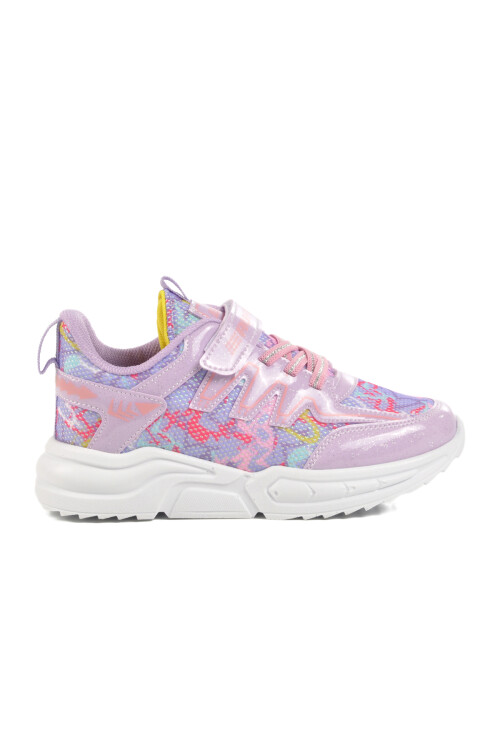Lilac Pink Velcro Mesh Lightweight Girls Sneakers 2320 F