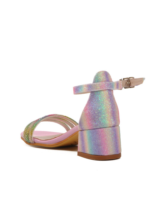 Pembe Taş İşlemeli Kız Çocuk Sandalet 253 RY 6504 P
