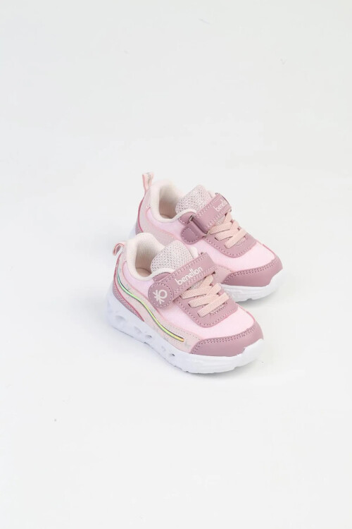 Pudra Cırtlı Taşlı Kız Çocuk Spor Ayakkabı BNI-10131 B