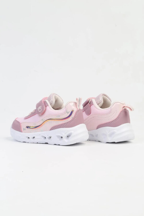 Pudra Cırtlı Taşlı Kız Çocuk Spor Ayakkabı BNI-10131 B