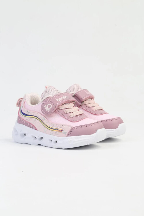 Pudra Cırtlı Taşlı Kız Çocuk Spor Ayakkabı BNI-10131 B