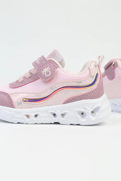 Pudra Cırtlı Taşlı Kız Çocuk Spor Ayakkabı BNI-10131 B