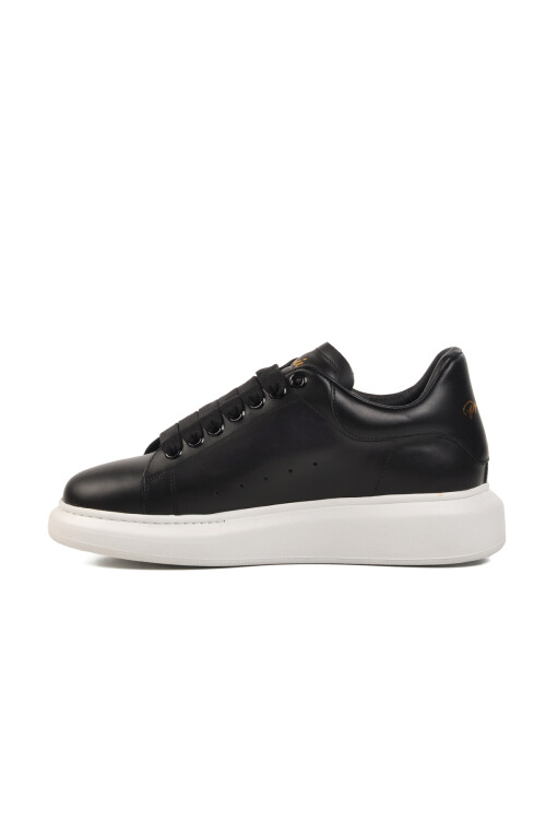 Black and White Genuine Leather Mens Sneaker Premium 02028 M