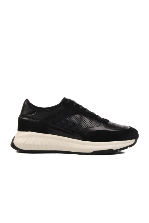 Siyah Hakiki Deri Erkek Sneaker Premium 5394 M