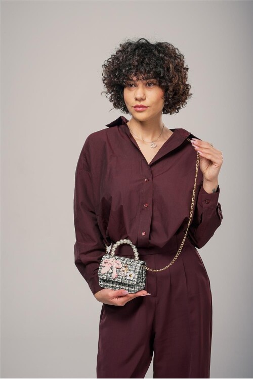 ÇÇSSiyah Beyaz Kadın El ve Omuz Çantası 17942