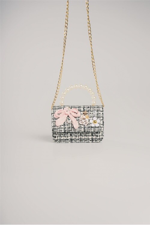 ÇÇSSiyah Beyaz Kadın El ve Omuz Çantası 17942