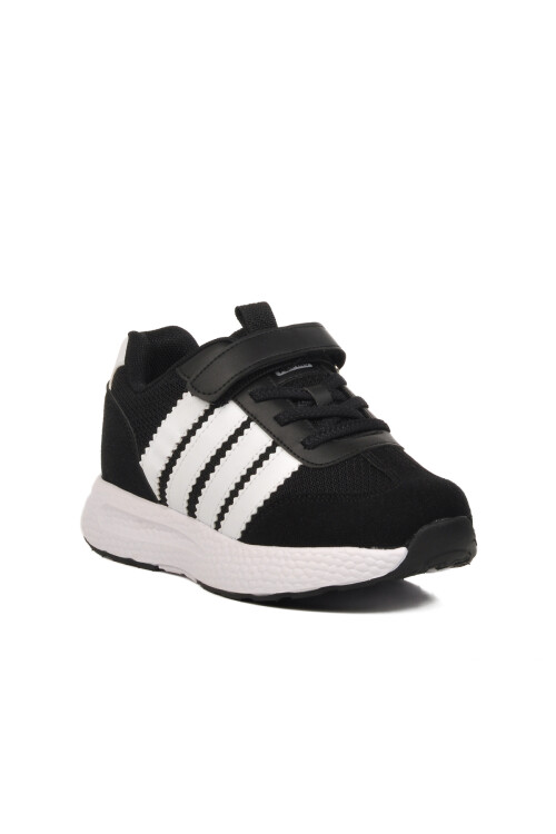 Siyah Beyaz Cırtlı Erkek Çocuk Spor Ayakkabı 1876 F