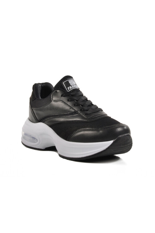 حذاء رياضي نسائي خفيف الوزن من القماش الشبكي باللونين الأبيض والأسود مقاس 185 جرام