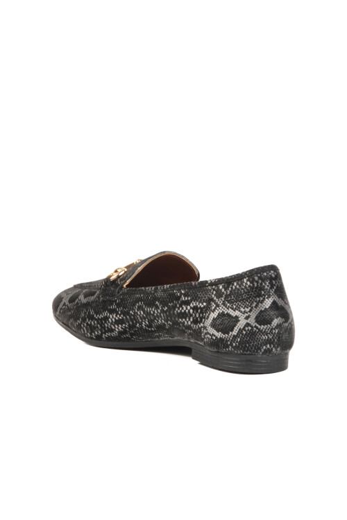 Black Patterned Thin Sole Lightweight Womens Ballerinas B-22 Z