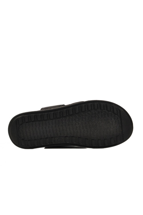 Black Genuine Leather Mens Slippers 2045 M