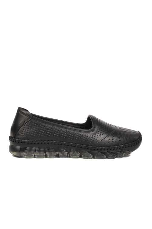 Black Genuine Leather Womens Casual Shoes 0001 Z