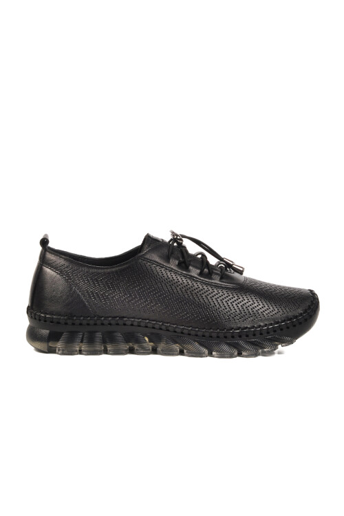 Black Genuine Leather Womens Casual Shoes 0003 Z