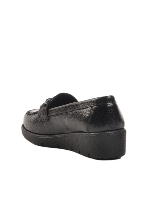 Siyah Hakiki Deri Kadın Casual Ayakkabı BB095 Z