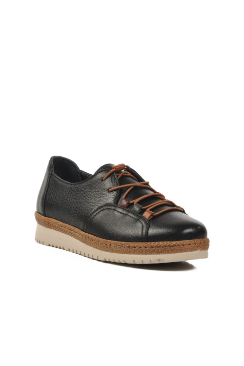 Black Genuine Leather Anatomic Womens Casual Shoes Z132 Z