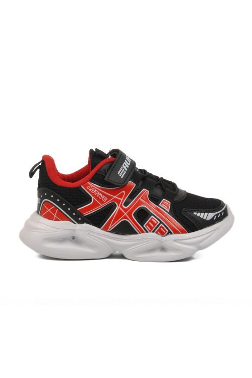 Black Red Velcro Mesh Lightweight Boys Sneakers 2351 P